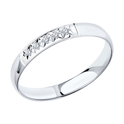 Кольцо обручальное из белого золота р. 21 SOKOLOV Diamonds