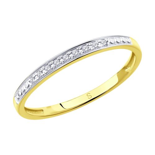 Кольцо обручальное из желтого золота с бриллиантом р. 16 SOKOLOV Diamonds