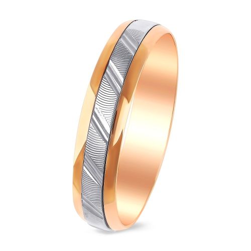 Кольцо обручальное из комбинированного золота р. 15,5 585Gold