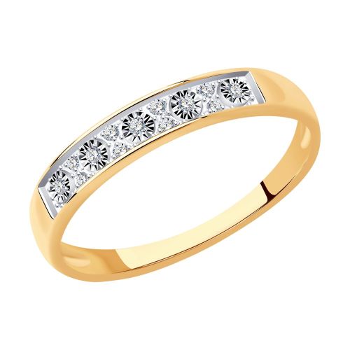 Кольцо обручальное из комбинированного золота р. 17,5 Diamant
