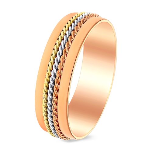 Кольцо обручальное из комбинированного золота р. 20 585Gold