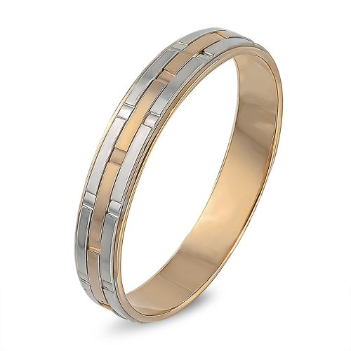 Кольцо обручальное из комбинированного золота р. 22,5 585Gold