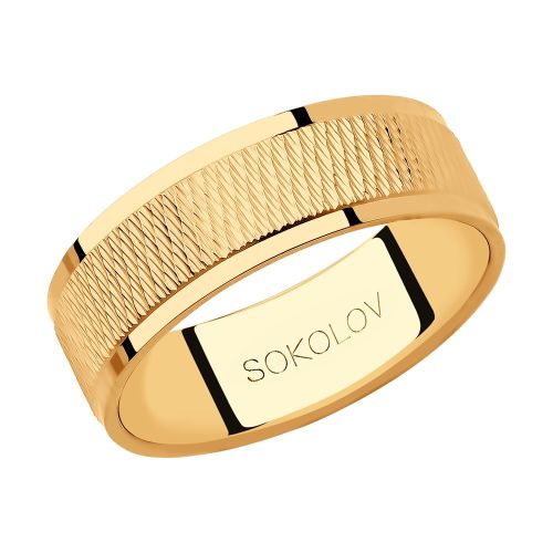Кольцо обручальное из красного золота р. 15,5 SOKOLOV