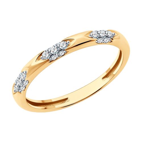 Кольцо обручальное из красного золота р. 17,5 Diamant