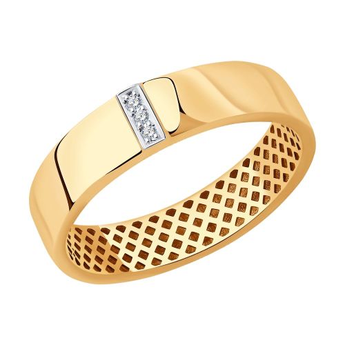 Кольцо обручальное из красного золота р. 20 SOKOLOV Diamonds
