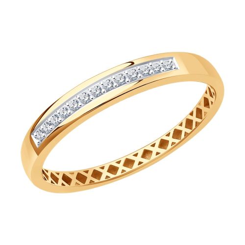 Кольцо обручальное из красного золота с бриллиантом р. 17,5 Diamant