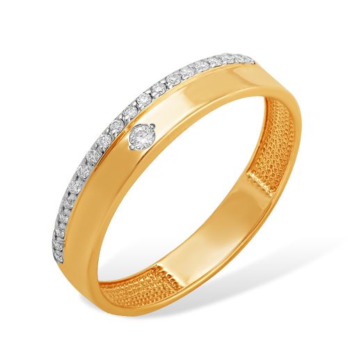 Кольцо обручальное из красного золота с бриллиантом р. 18,5 585Gold