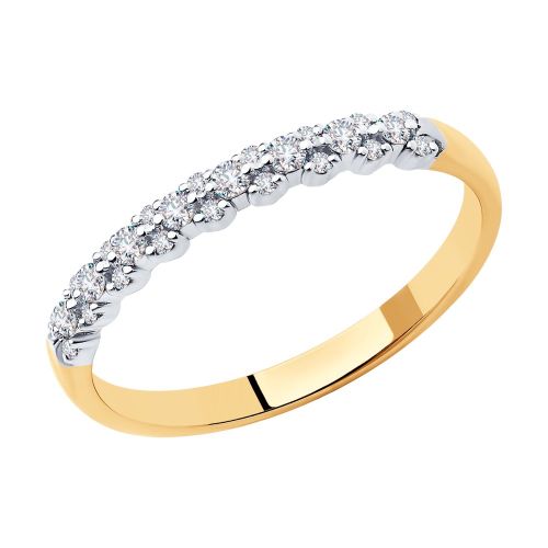 Кольцо обручальное из красного золота с бриллиантом р. 18,5 SOKOLOV Diamonds
