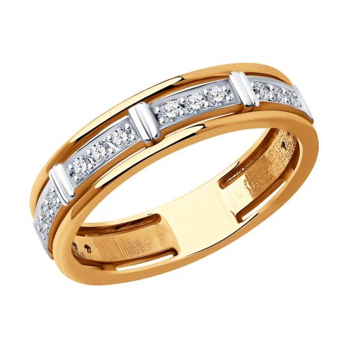 Кольцо обручальное из красного золота с бриллиантом р. 23 SOKOLOV Diamonds