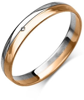 Кольцо обручальное из золота с бриллиантом р. 16,5 PLATINA jewelry
