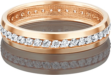 Кольцо обручальное из золота с фианитом р. 17 PLATINA jewelry