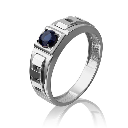 Кольцо печатка из белого золота р. 17,5 PLATINA jewelry