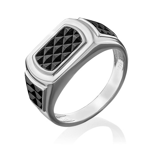Кольцо печатка из белого золота р. 21,5 PLATINA jewelry