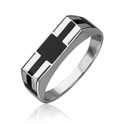 Кольцо печатка из белого золота р.19 PLATINA jewelry