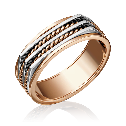 Кольцо печатка из белого/красного золота р.20 PLATINA jewelry