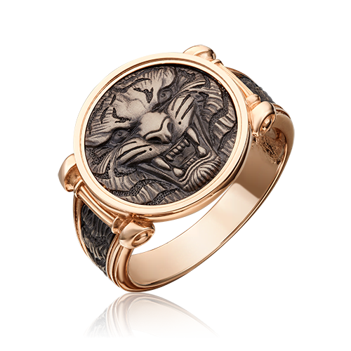 Кольцо печатка из белого/красного золота р.21 PLATINA jewelry