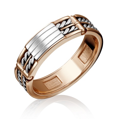 Кольцо печатка из комбинированного золота р. 19 PLATINA jewelry
