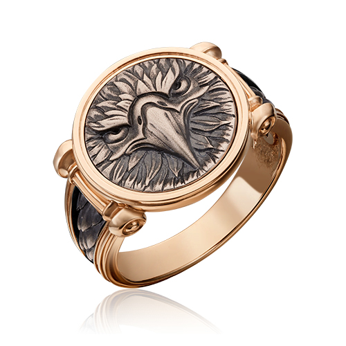 Кольцо печатка из комбинированного золота р. 22 PLATINA jewelry