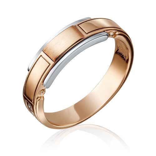 Кольцо печатка из комбинированного золота р. 22,5 PLATINA jewelry