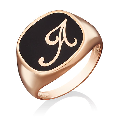 Кольцо печатка из красного золота р. 17 PLATINA jewelry