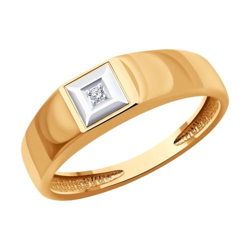 Кольцо печатка из красного золота р. 19 Diamant