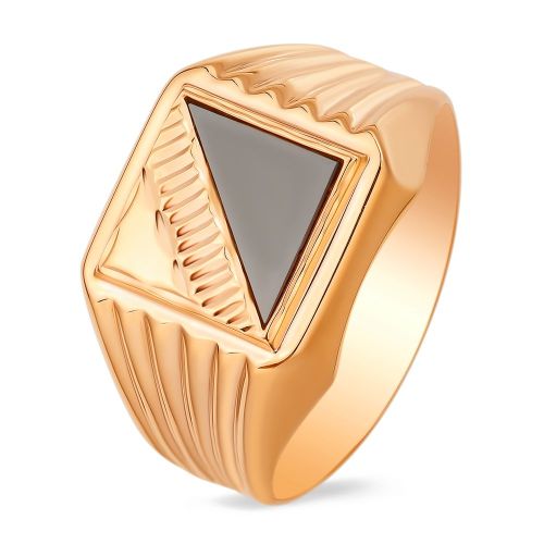 Кольцо печатка из красного золота с фианитом р. 20,5 585Gold