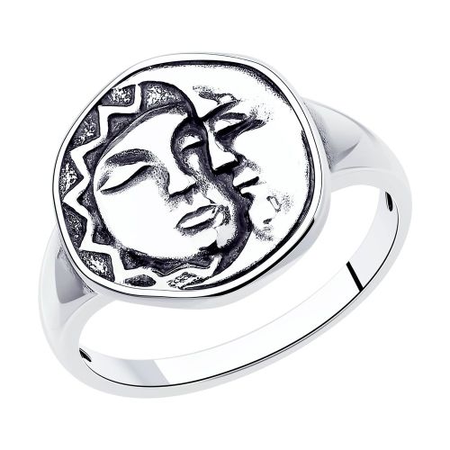 Кольцо печатка из серебра р. 16,5 Diamant