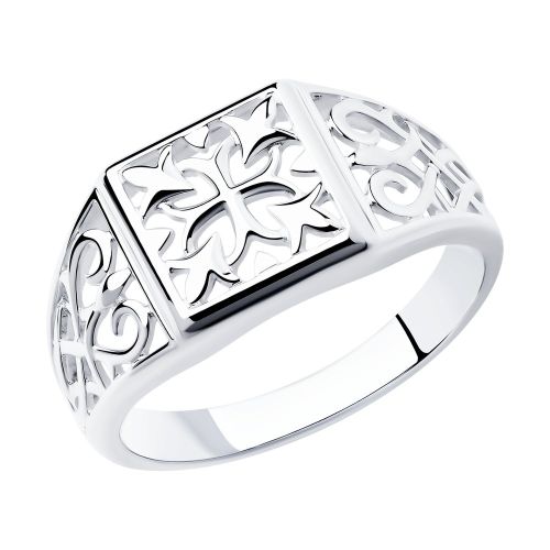Кольцо печатка из серебра р. 18 Diamant