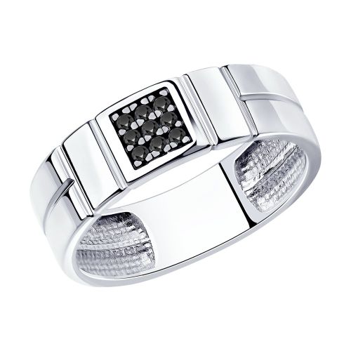 Кольцо печатка из серебра р. 22,5 Diamant