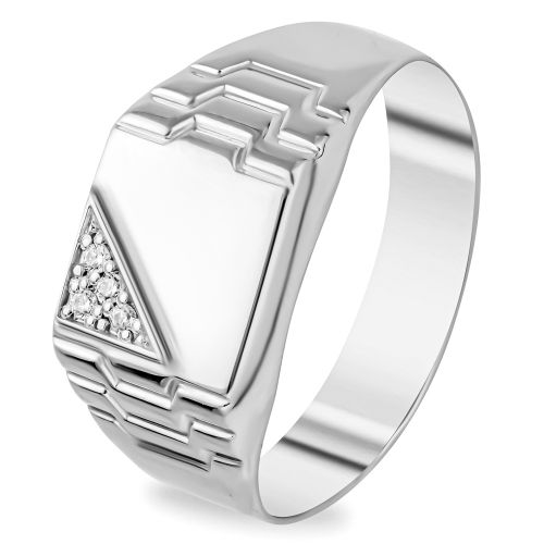 Кольцо печатка из серебра с фианитом р. 21 585Gold