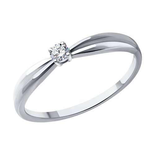 Кольцо помолвочное из белого золота р. 16 Diamant