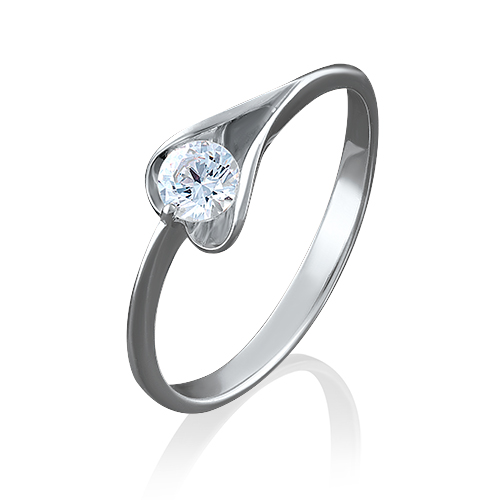 Кольцо помолвочное из белого золота р. 16 PLATINA jewelry
