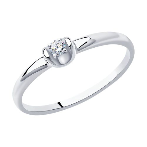 Кольцо помолвочное из белого золота р. 16,5 Diamant