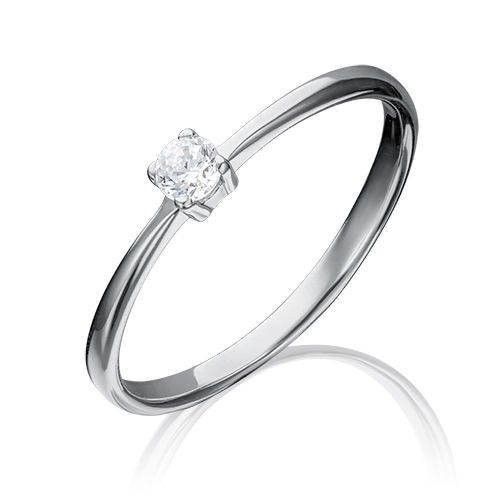 Кольцо помолвочное из белого золота р. 16,5 PLATINA jewelry