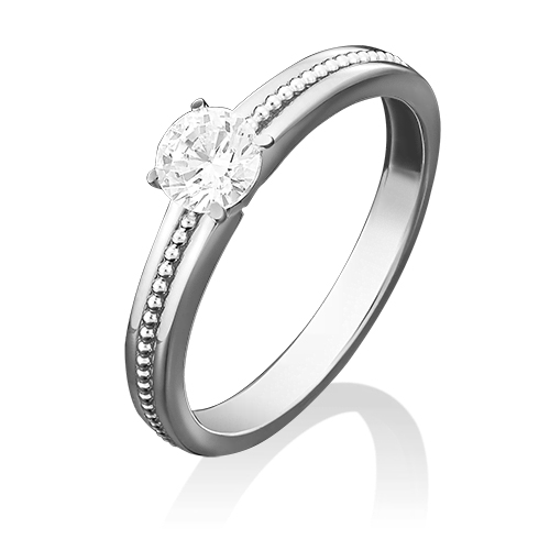 Кольцо помолвочное из белого золота р. 17 PLATINA jewelry