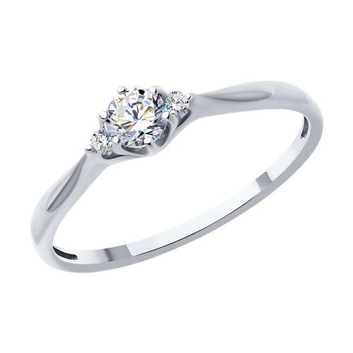 Кольцо помолвочное из белого золота р. 17,5 Diamant