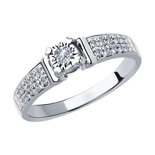 Кольцо помолвочное из белого золота р. 17,5 SOKOLOV Diamonds