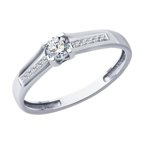Кольцо помолвочное из белого золота р. 18 Diamant