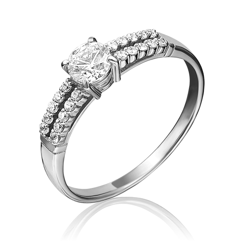 Кольцо помолвочное из белого золота р. 19 PLATINA jewelry