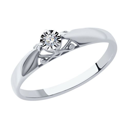 Кольцо помолвочное из белого золота р. 19 SOKOLOV Diamonds