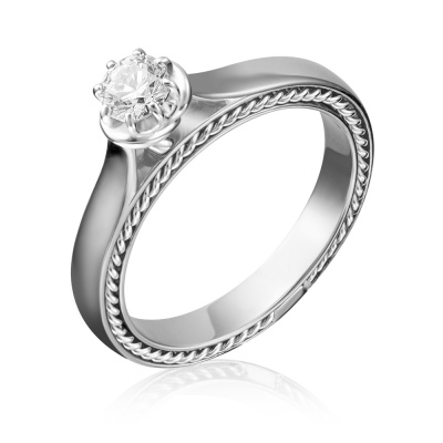 Кольцо помолвочное из белого золота р. 19,5 PLATINA jewelry