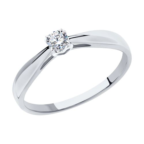 Кольцо помолвочное из белого золота с бриллиантом р. 15,5 SOKOLOV Diamonds