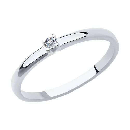 Кольцо помолвочное из белого золота с бриллиантом р. 16 SOKOLOV Diamonds