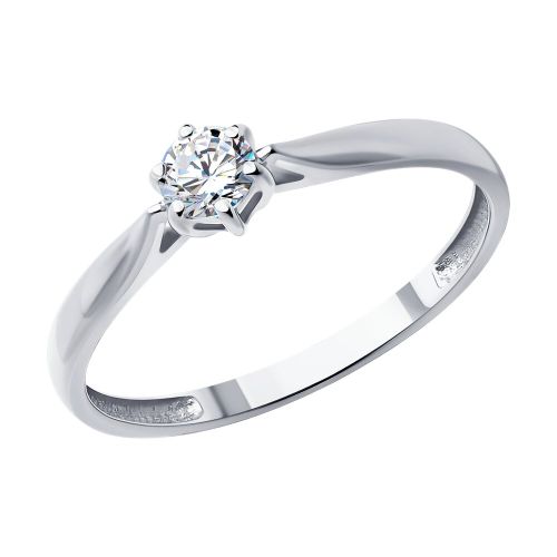 Кольцо помолвочное из белого золота с бриллиантом р. 16,5 Diamant