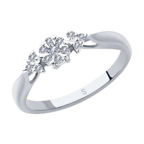 Кольцо помолвочное из белого золота с бриллиантом р. 17 SOKOLOV Diamonds
