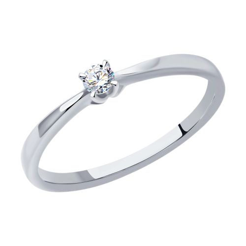 Кольцо помолвочное из белого золота с бриллиантом р. 18 SOKOLOV Diamonds