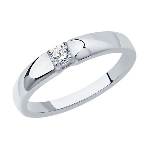 Кольцо помолвочное из белого золота с бриллиантом р. 19 SOKOLOV Diamonds