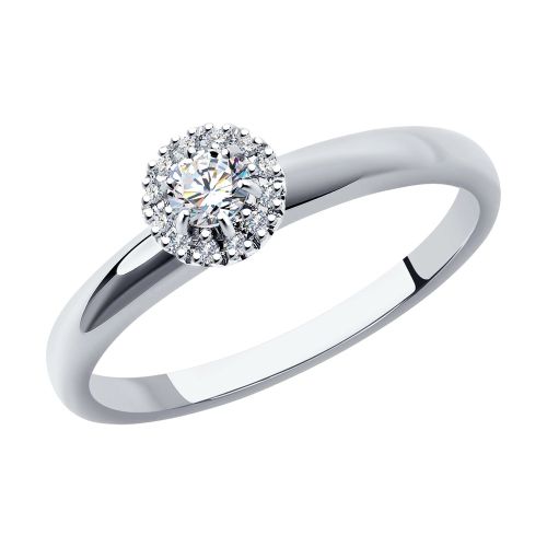 Кольцо помолвочное из белого золота с бриллиантом р. 19,5 SOKOLOV Diamonds
