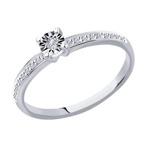Кольцо помолвочное из белого золота с бриллиантом р. 20 SOKOLOV Diamonds