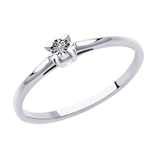 Кольцо помолвочное из белого золота с бриллиантом р.15 SOKOLOV Diamonds